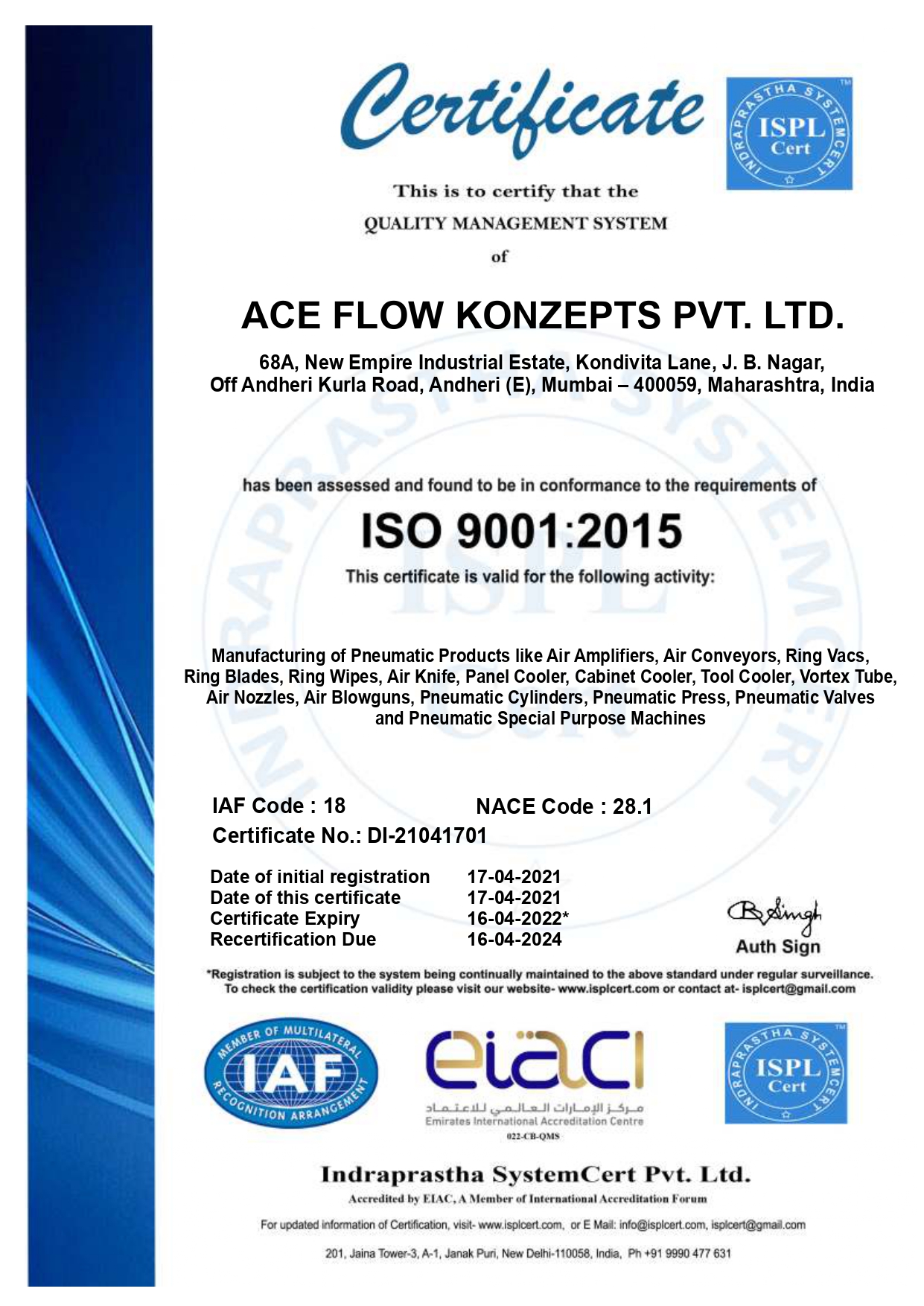 CE Mark Certificate